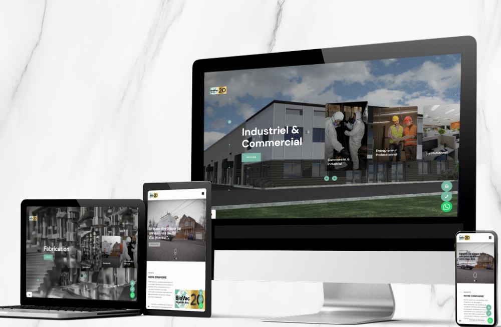 Ce projet consistait en la création d’un site web moderne et bilingue pour BioVac System Inc., mettant en valeur son expertise et offrant une navigation fluide adaptée à tous les appareils.