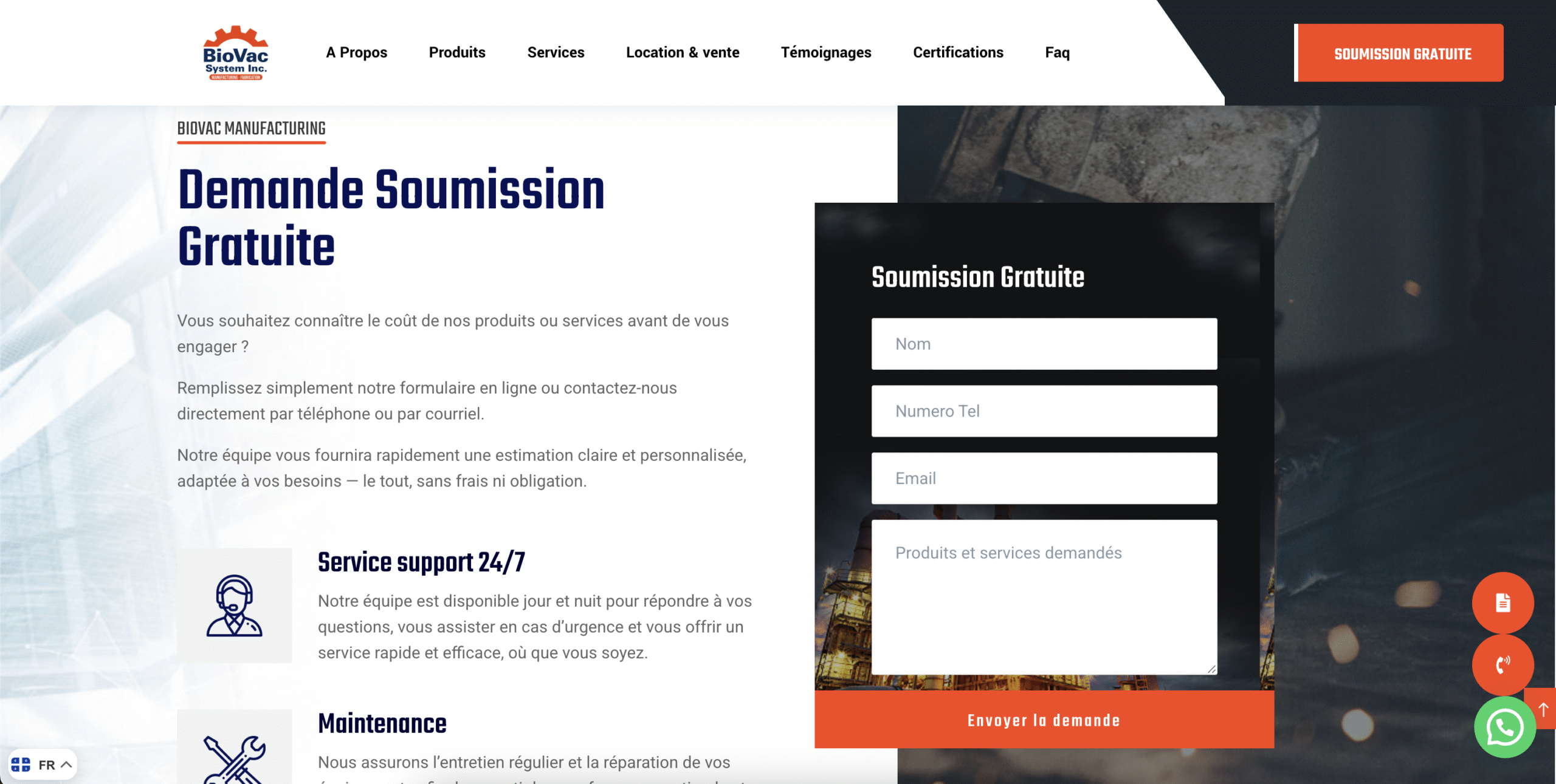 Ce projet consistait en la création d’un site web moderne et bilingue pour BioVac System Inc., mettant en valeur son expertise et offrant une navigation fluide adaptée à tous les appareils.
