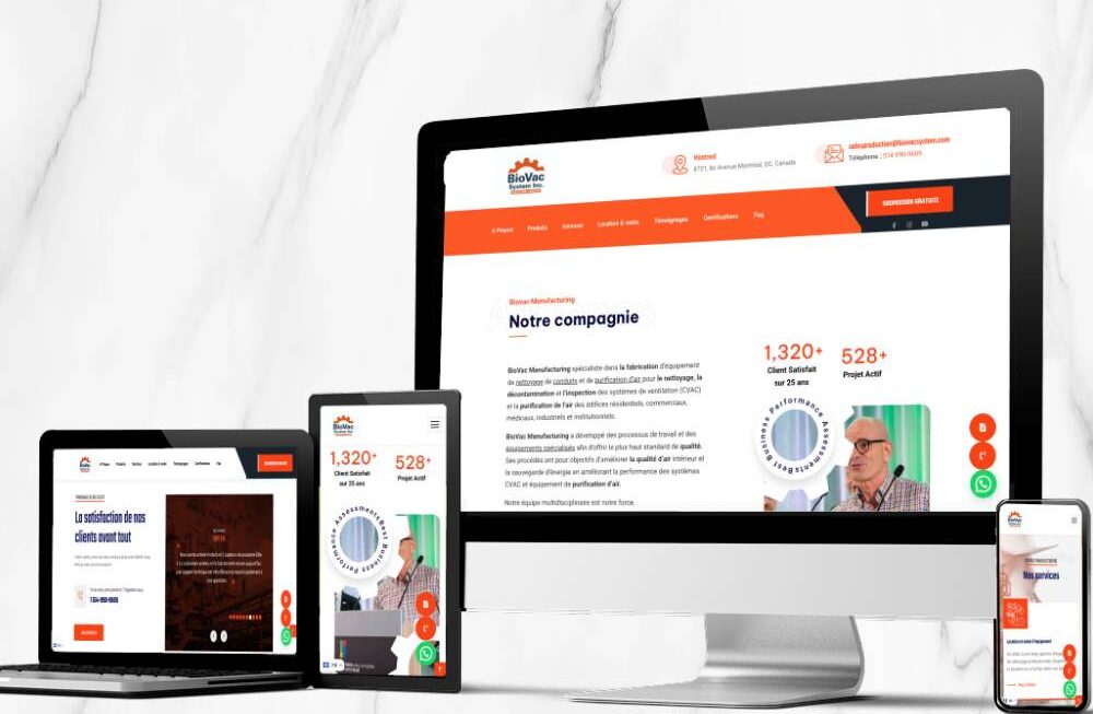 Ce projet consistait en la création d’un site web moderne et bilingue pour BioVac System Inc., mettant en valeur son expertise et offrant une navigation fluide adaptée à tous les appareils.