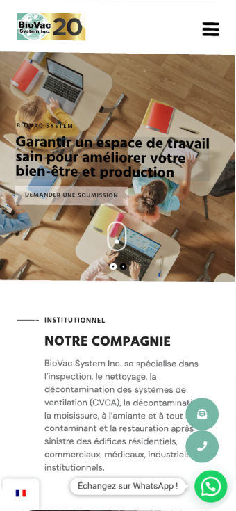 Ce projet consistait en la création d’un site web moderne et bilingue pour BioVac System Inc., mettant en valeur son expertise et offrant une navigation fluide adaptée à tous les appareils.