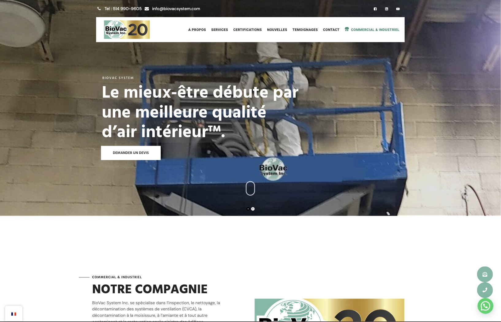 Ce projet consistait en la création d’un site web moderne et bilingue pour BioVac System Inc., mettant en valeur son expertise et offrant une navigation fluide adaptée à tous les appareils.