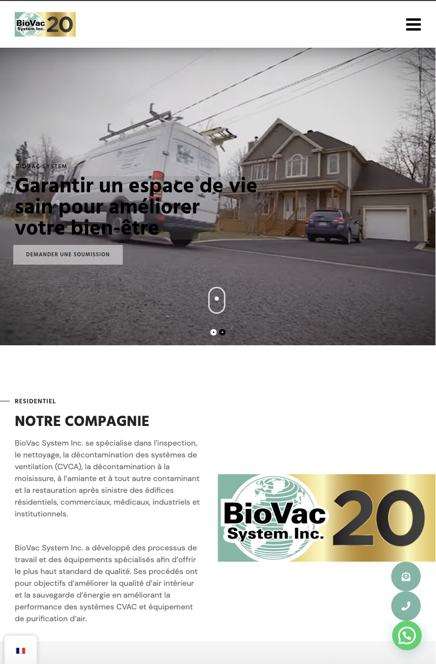 Ce projet consistait en la création d’un site web moderne et bilingue pour BioVac System Inc., mettant en valeur son expertise et offrant une navigation fluide adaptée à tous les appareils.